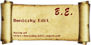 Beniczky Edit névjegykártya